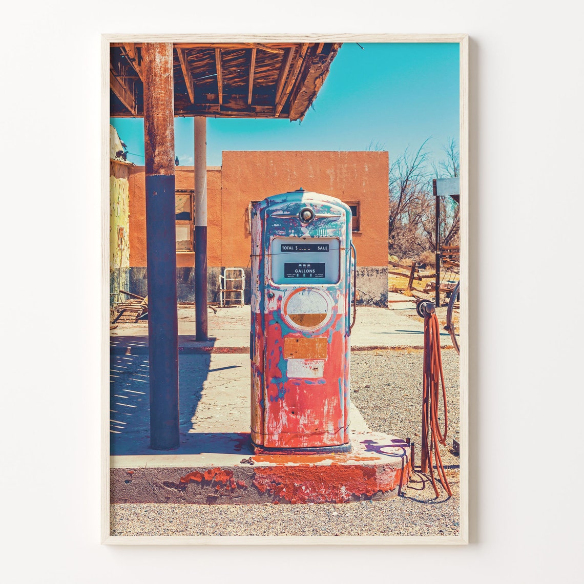 Vintage Retro Gas Pump Old Desert Gas Station Americana Poster