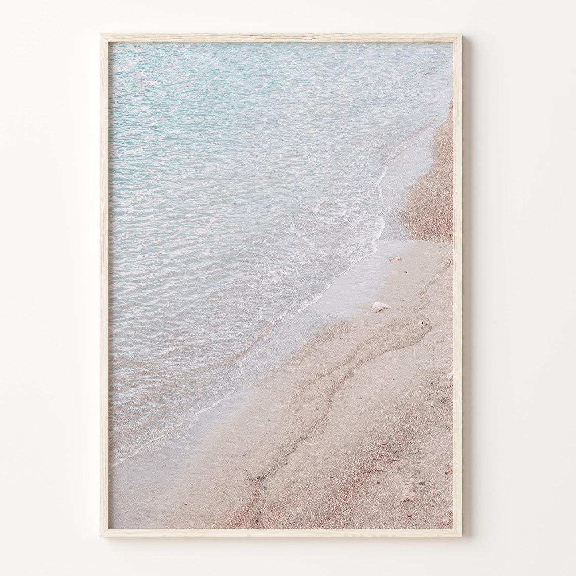 Sandy Beach Pastel Ocean Waves Calm Shoreline Photography Poster
