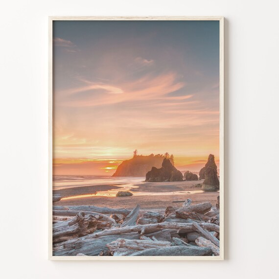 Olympic National Park Washington Sea Stacks Sunset Beach Poster