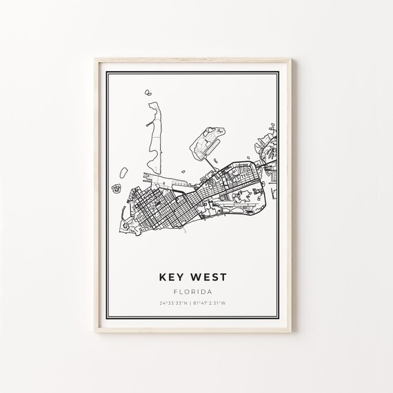 Key West Florida Minimalist City Street Map Art Travel Poster