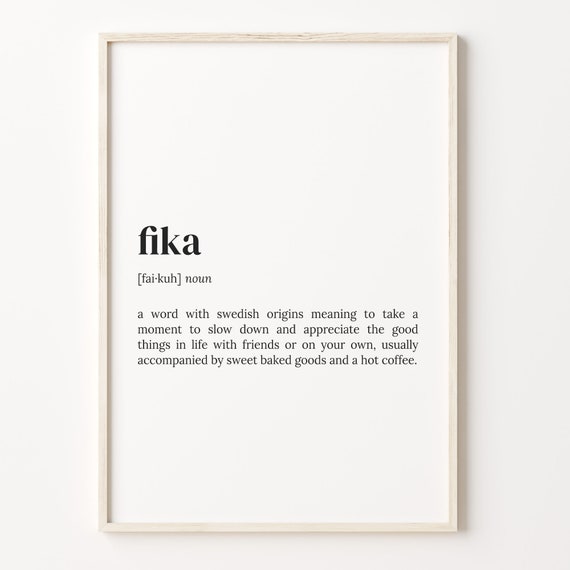 Fika Definition Dictionary Quote Poster Art