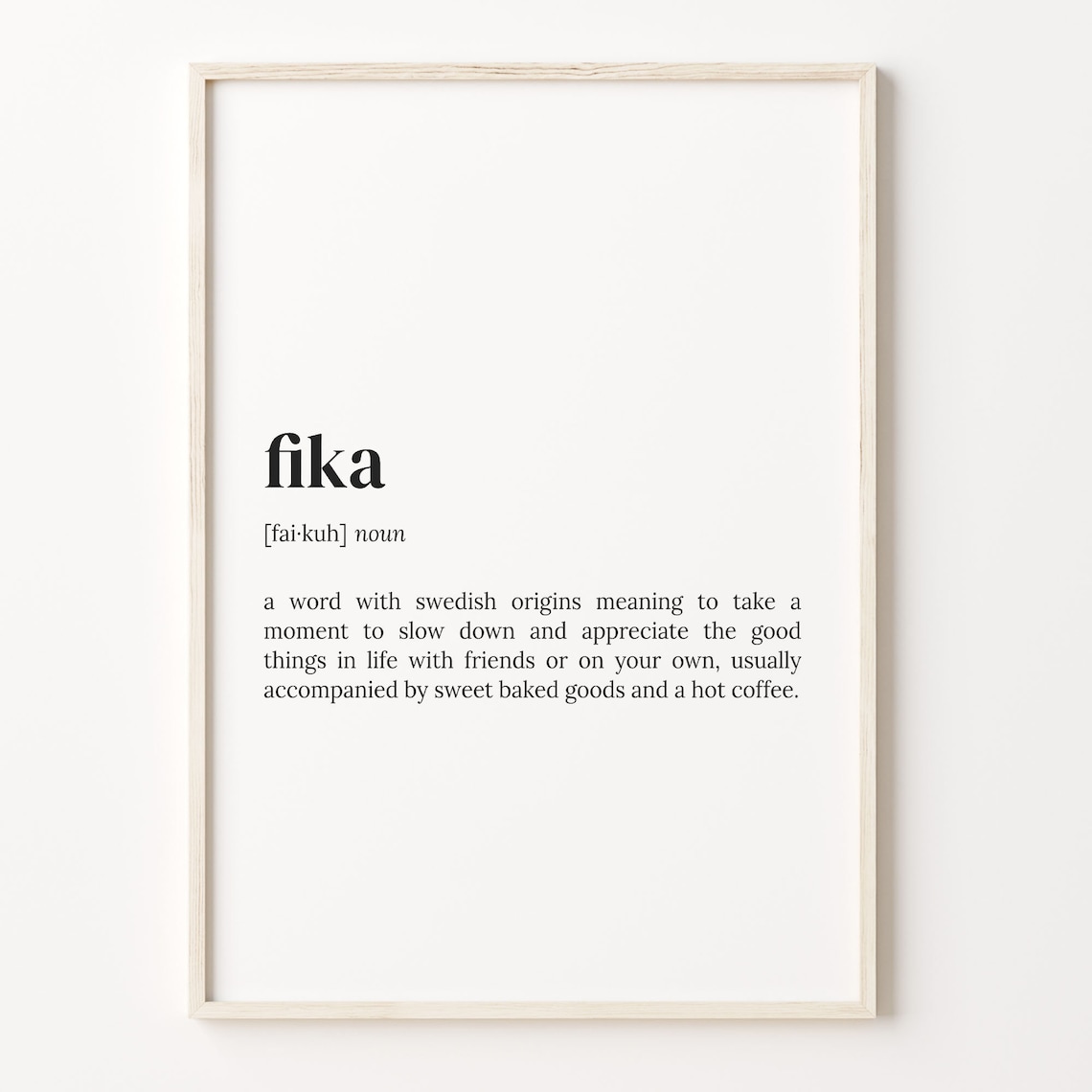 Fika Definition Dictionary Quote Poster Art
