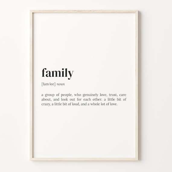 Family Definition Minimalist Dictionary Style Word Meaning Poster