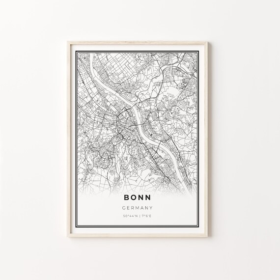 Bonn Germany Black and White Street Map Minimalist Decor Poster