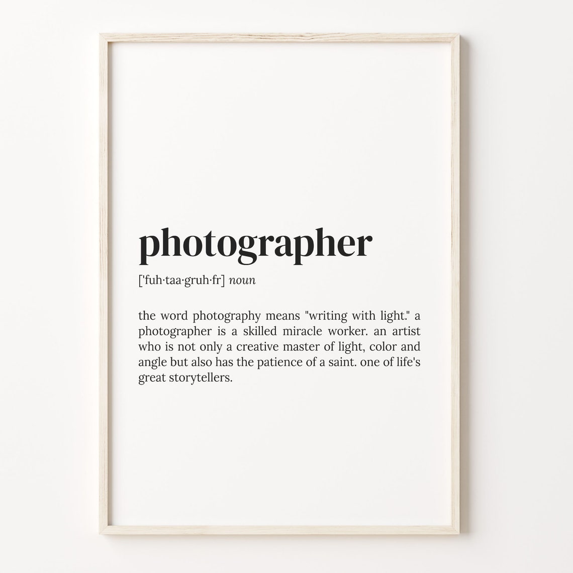 Photographer Dictionary Definition Photography Quote Gift Poster