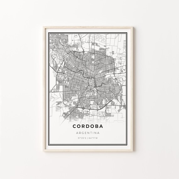 Cordoba Argentina Black And White City Street Map Art Poster