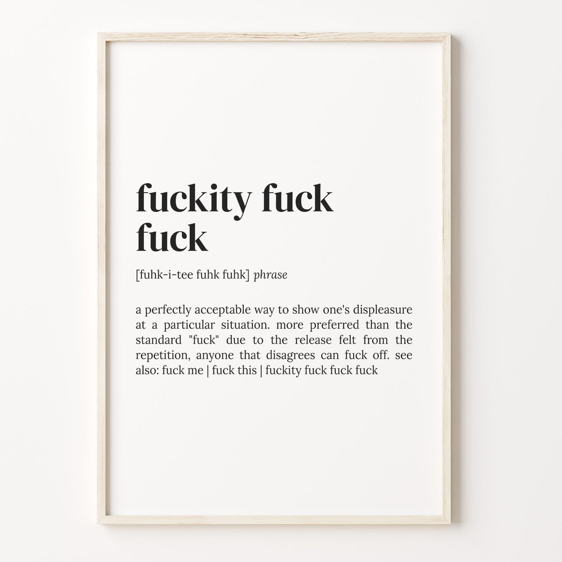 Fuckity Fuck Fuck Definition Print Dictionary Poster Quote Wall Art Funny Fuck Art Gift For Mom Fuck Funny Gift Gift Idea C17 642