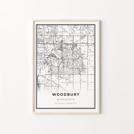 Woodbury Minnesota Minimalist City Street Map Travel Decor Poster