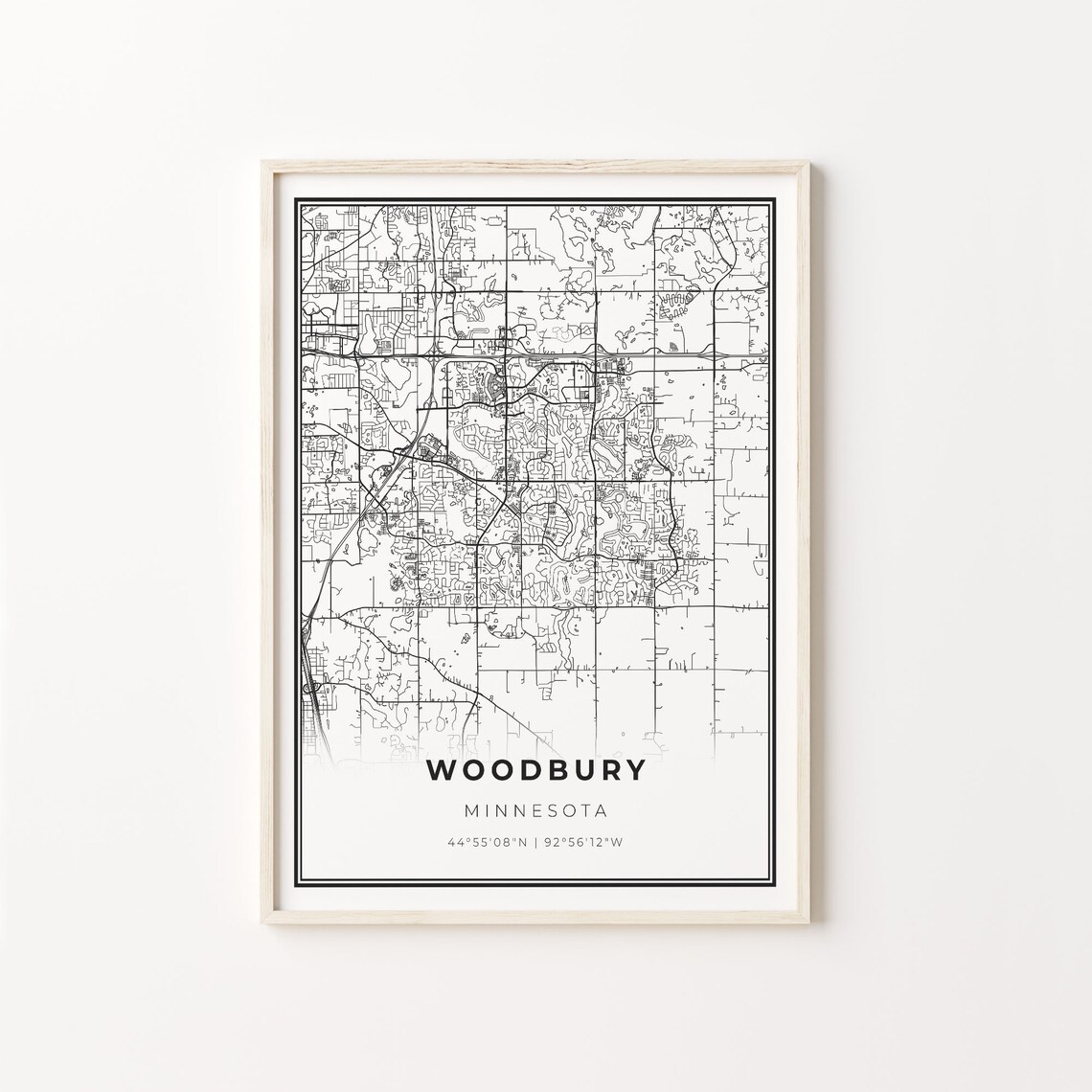 Woodbury Minnesota Minimalist City Street Map Travel Decor Poster
