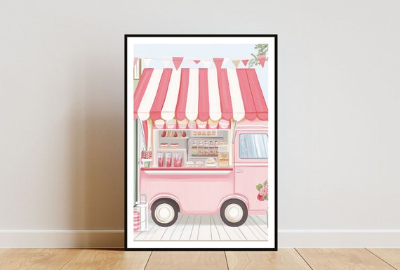 Ice Cream Van Poster Ice Cream Print Sweets Wall Art Candy Art Poster Candy Shop Print Ice Cream Candy Print Retro Poster Pastel Art