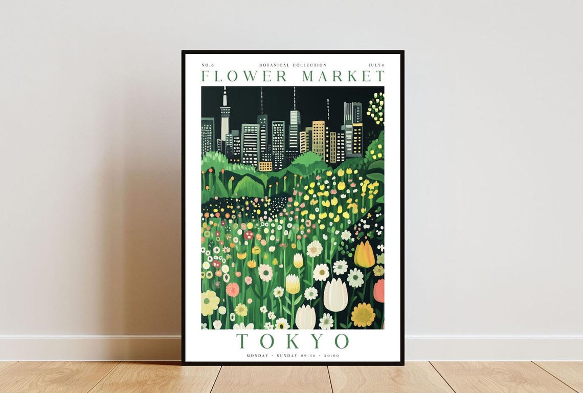 Tokyo Flower Market Poster Tokyo Poster Flower Market Print Flower Wall Art Botanical Poster Floral Wall Art Yellow Flower Poster