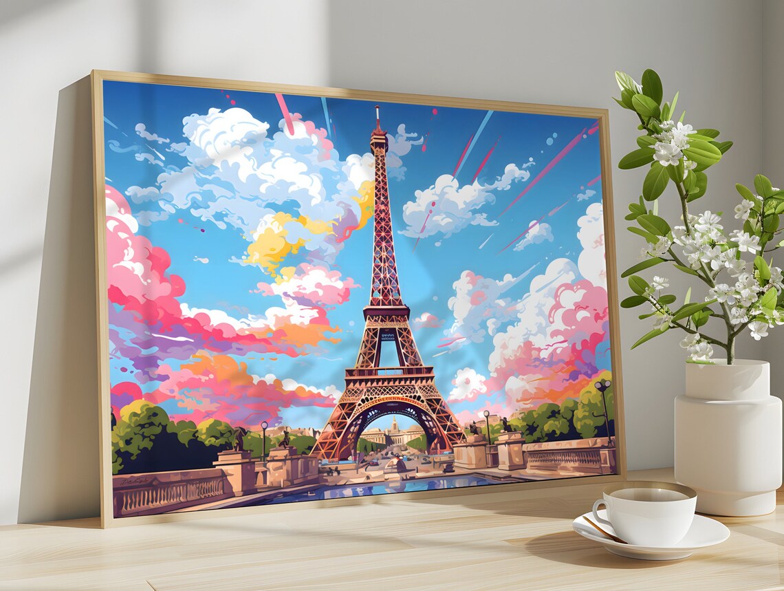 Paris And Eiffel Tower Light Line Style Drawing - Image 4