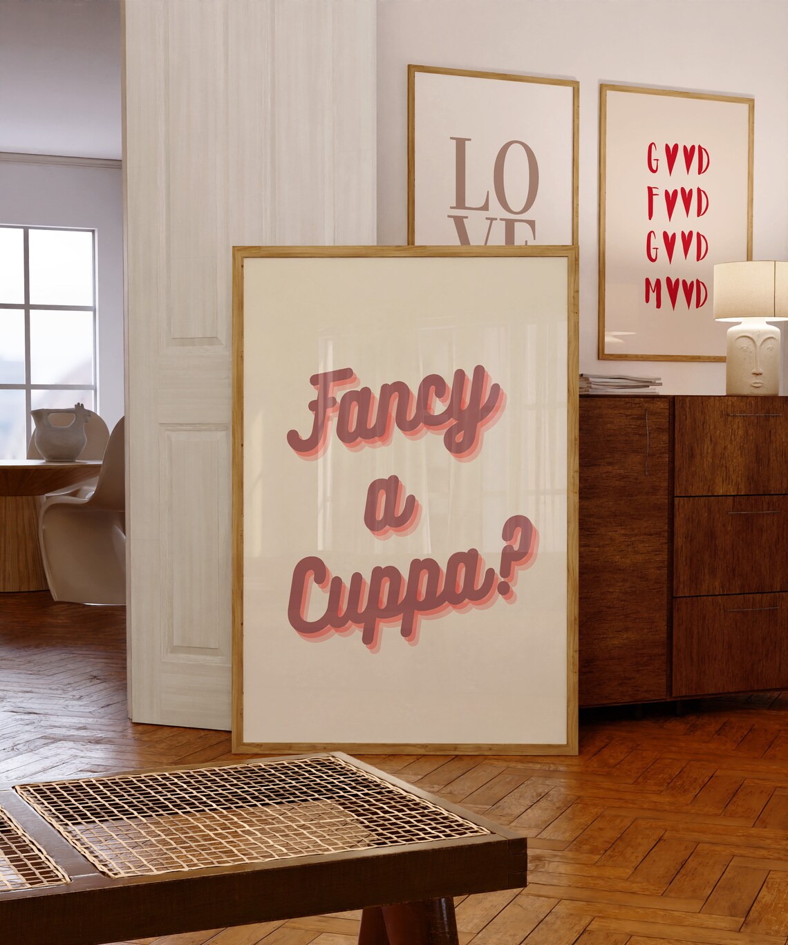 Fancy A Cuppa Kitchen Quote Typography Art Print - Image 2