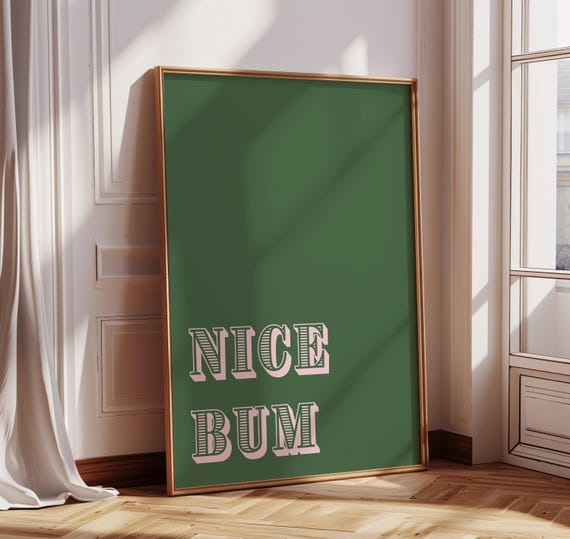 Nice Bum Funny Bathroom Wall Art, Self Love Club Quote