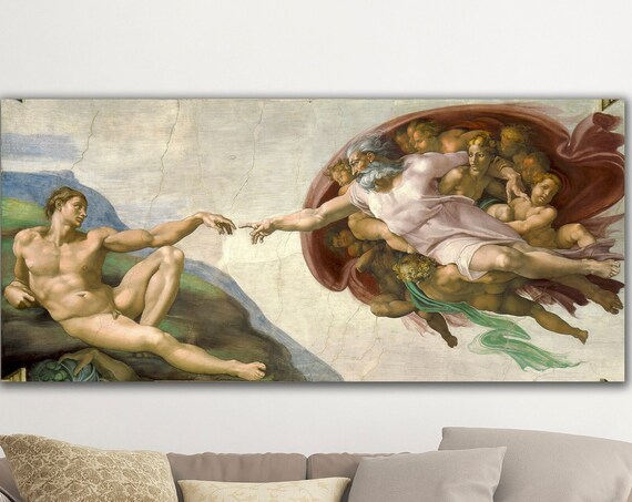 Michelangelo Creation Of Adam Sistine Chapel Fresco Classic Art Print