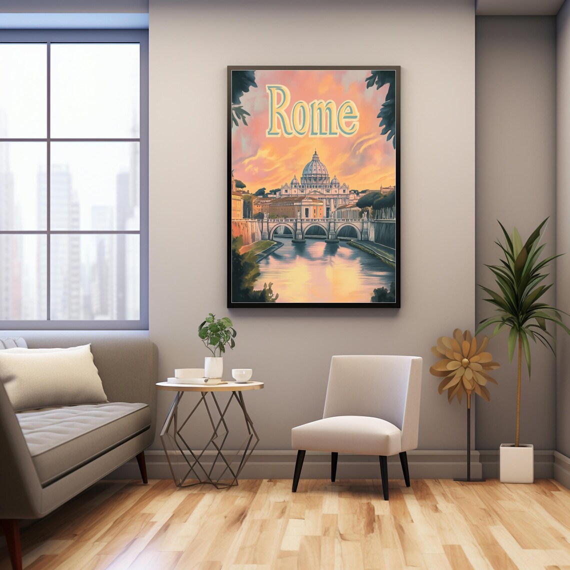 Serene Sunset Over St Peters Basilica, Rome Art Print - Image 3