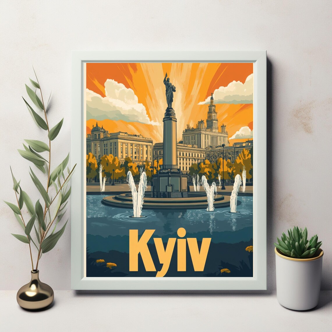 Vibrant Kyiv Sunset Iconic Fountain And Monument In Stunning Art Kyiv - Image 2