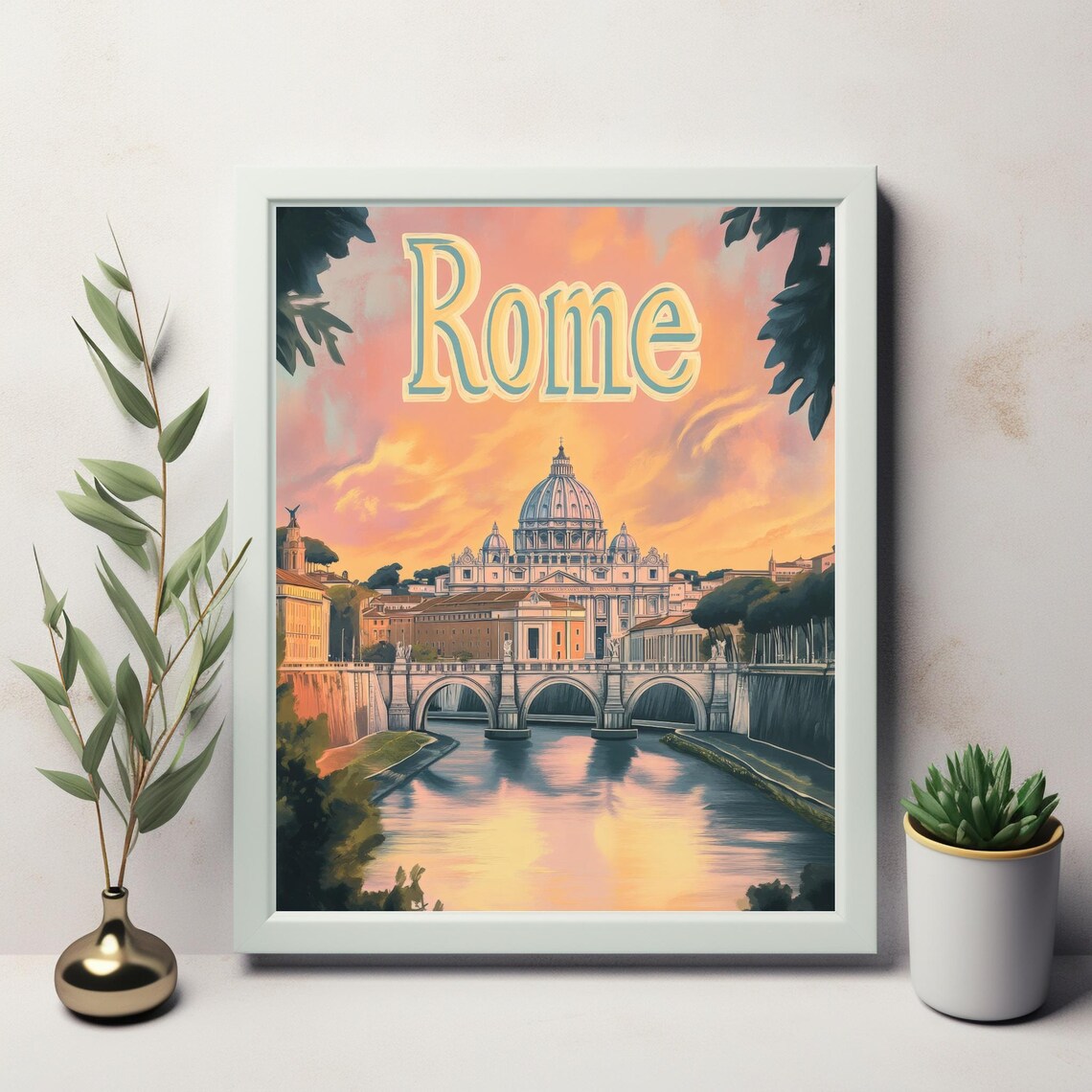 Serene Sunset Over St Peters Basilica, Rome Art Print
