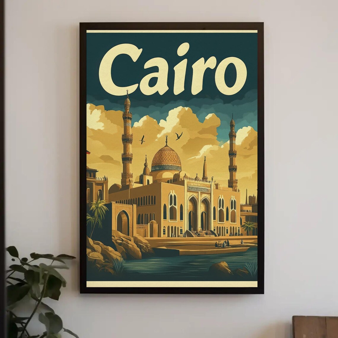 Cairo Egypt Retro Travel Poster, Mosque Design - Image 3