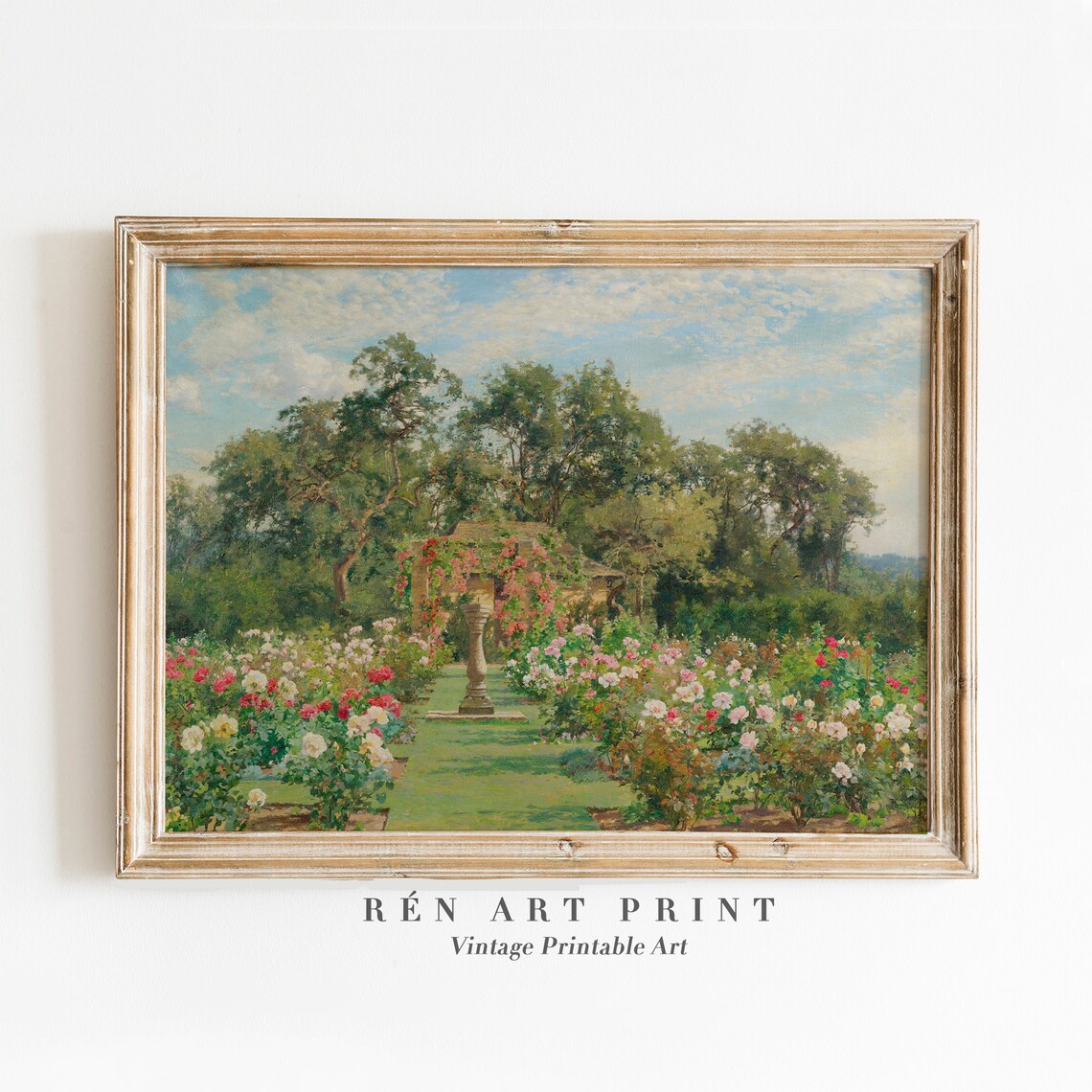 Spring Landscape Painting Art Print, Vintage Farmhouse