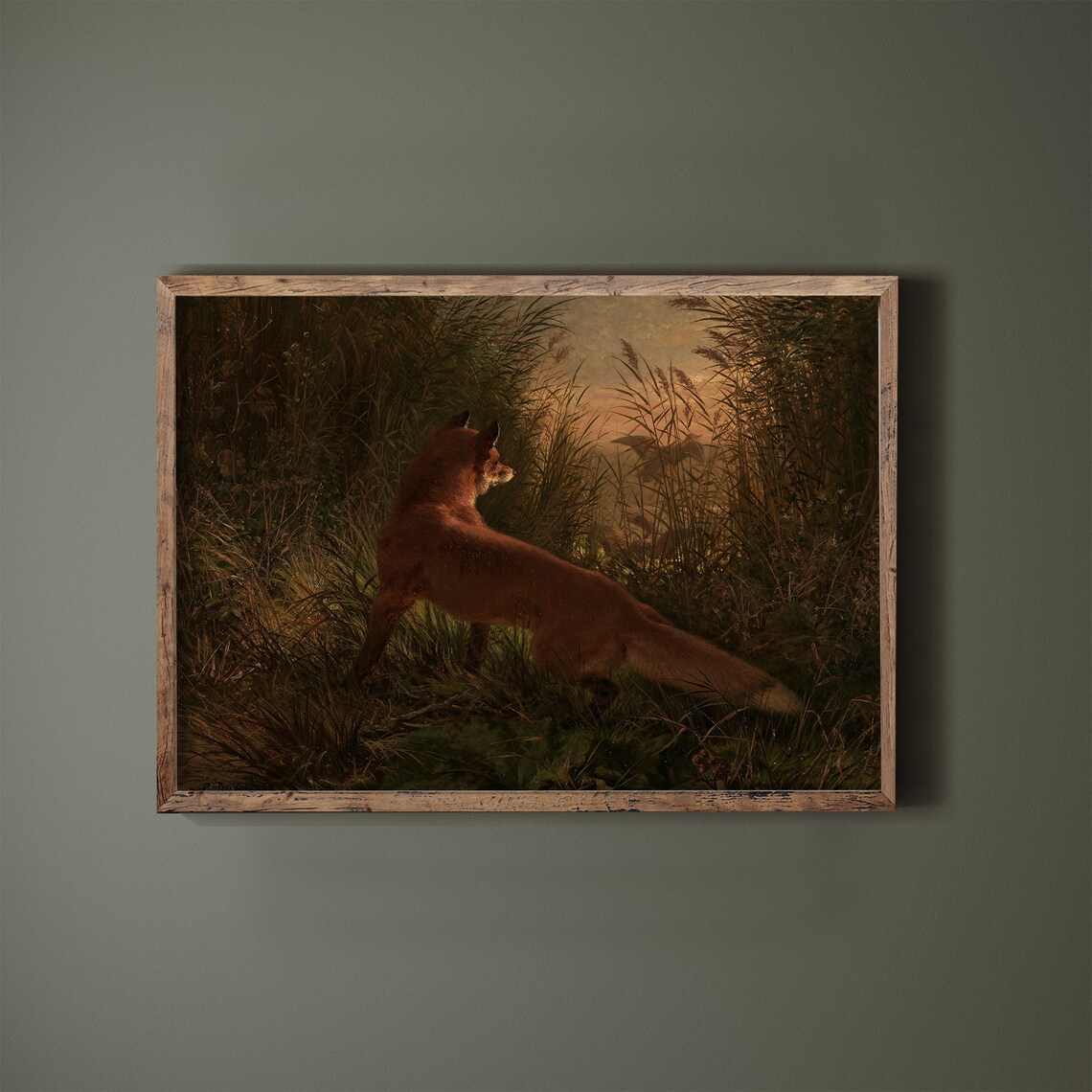 Fox Painting Vintage Animal Print, Rustic Decor - Image 3