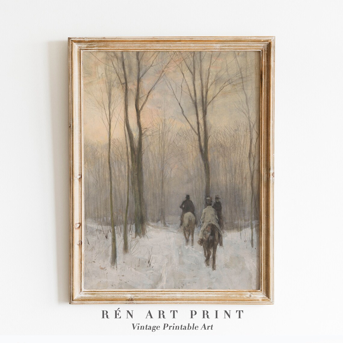 Winter Landscape Vintage Farmhouse Christmas Art Print