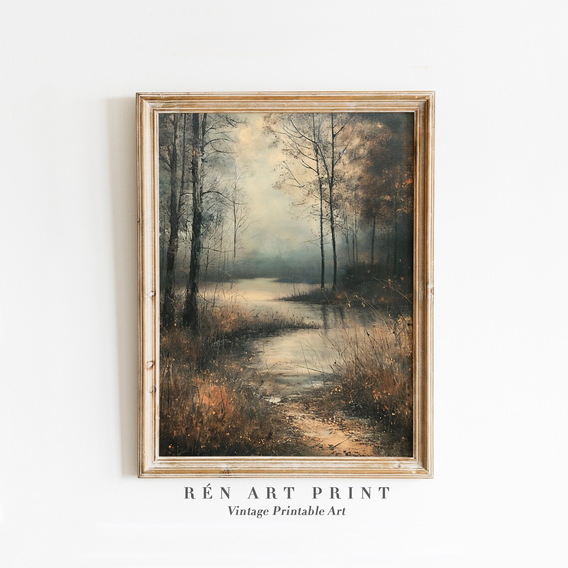 Moody Fall Landscape Vintage Autumn Art Print