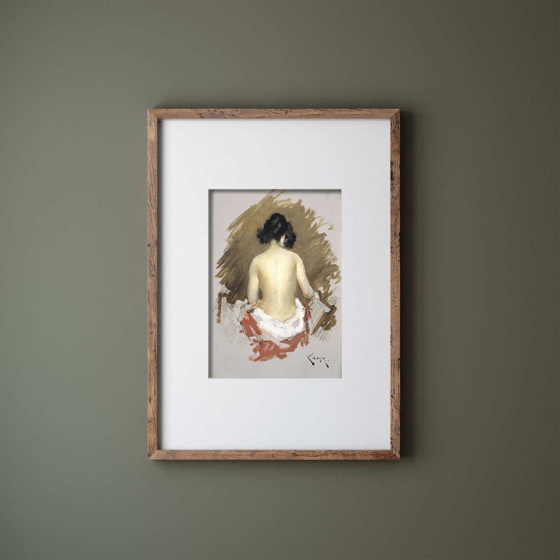 Antique Nude Study Back View Woman Impressionist Oil Sketch Poster - Image 2