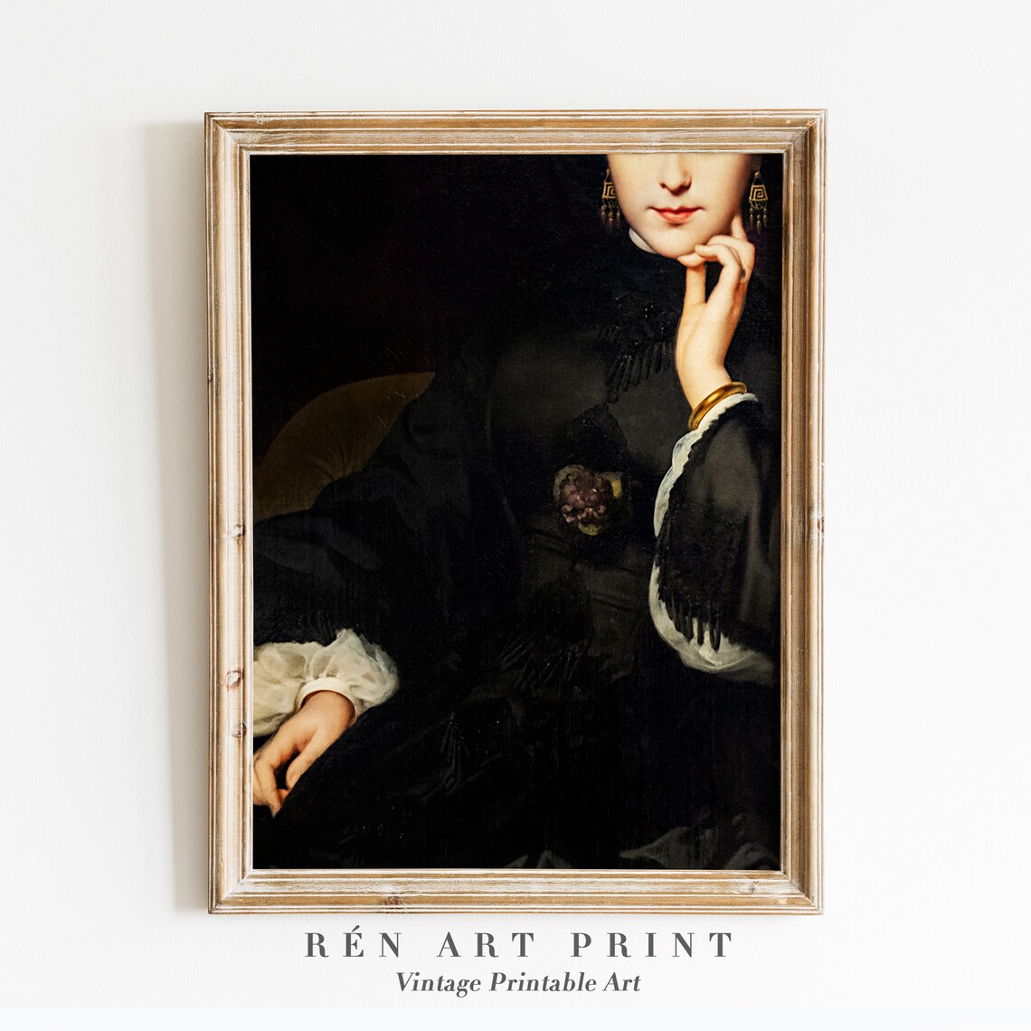 Moody Woman Portrait Painting, Dark Academia Print