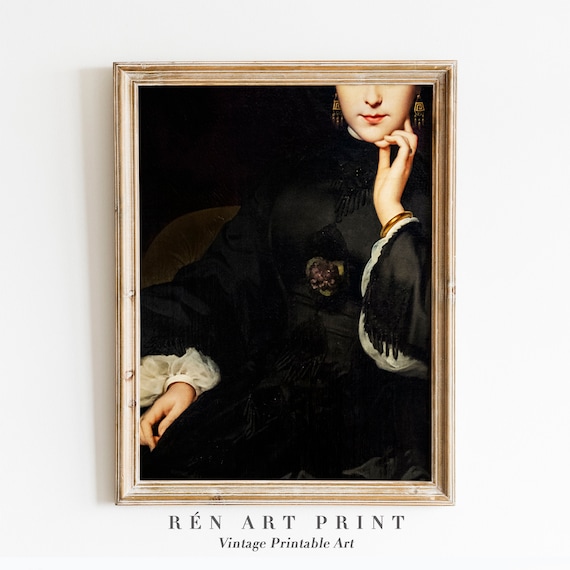 Moody Woman Portrait Painting, Dark Academia Print
