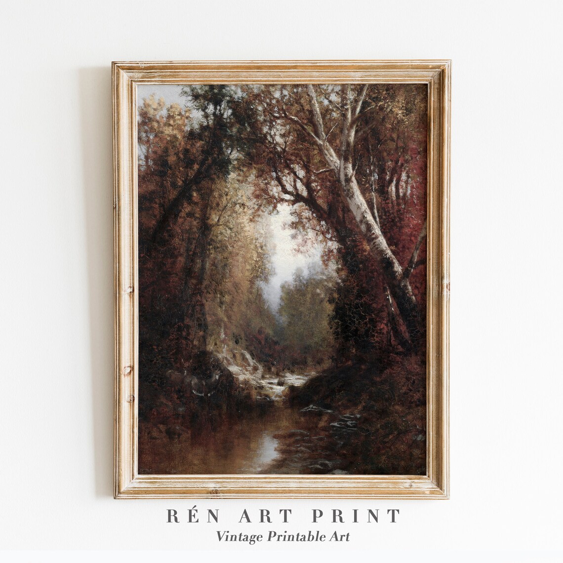 Vintage Autumn Landscape Art Print, Rustic Fall