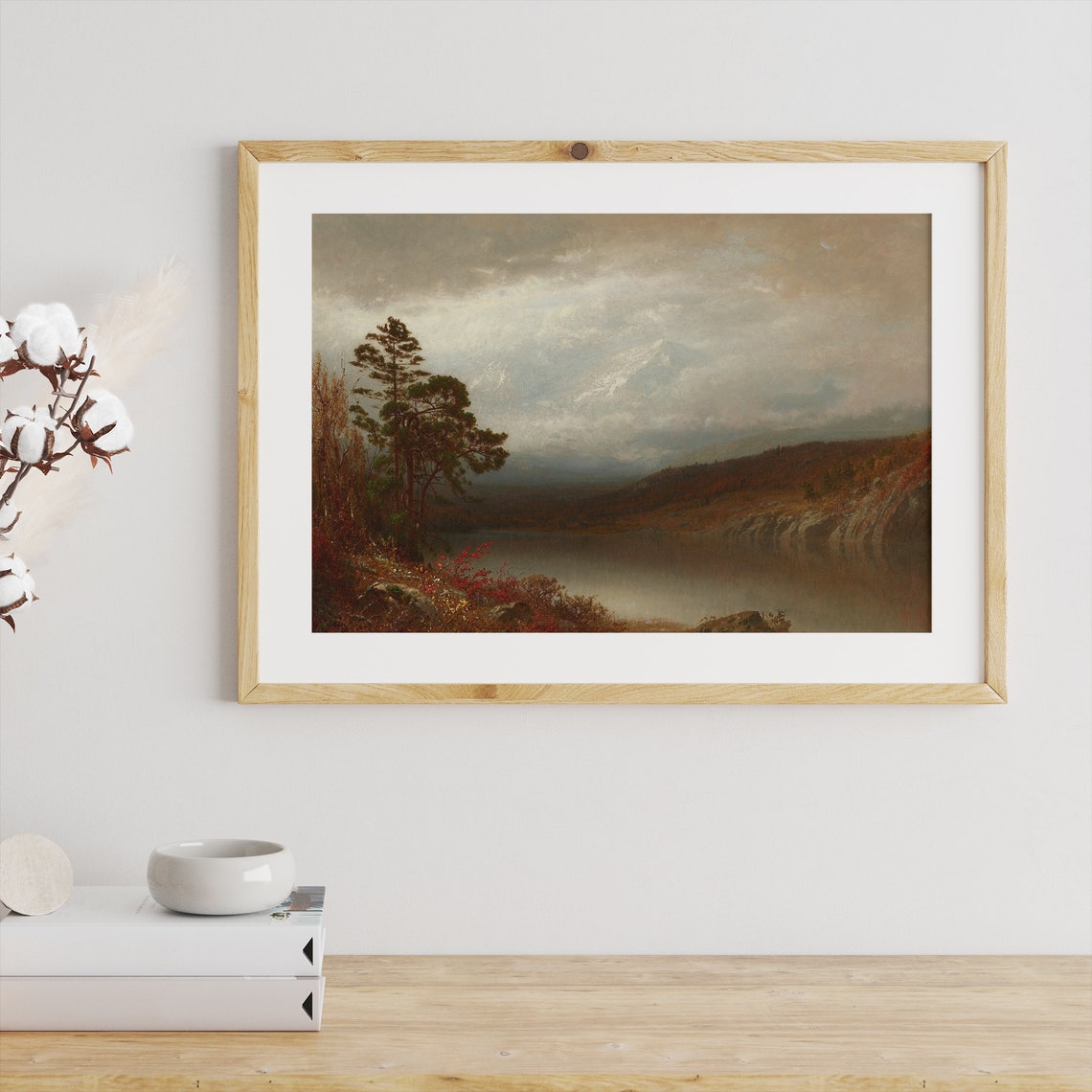 Moody Autumn Lake Mountain Landscape Fall Forest Vintage Poster - Image 2