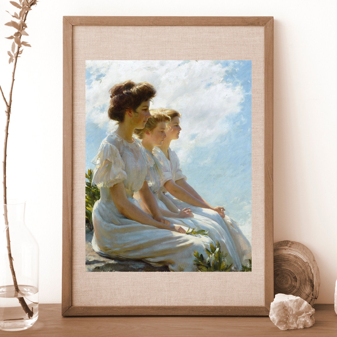 Three Women in White Dresses Vintage Impressionist Portrait Art Print - Image 3