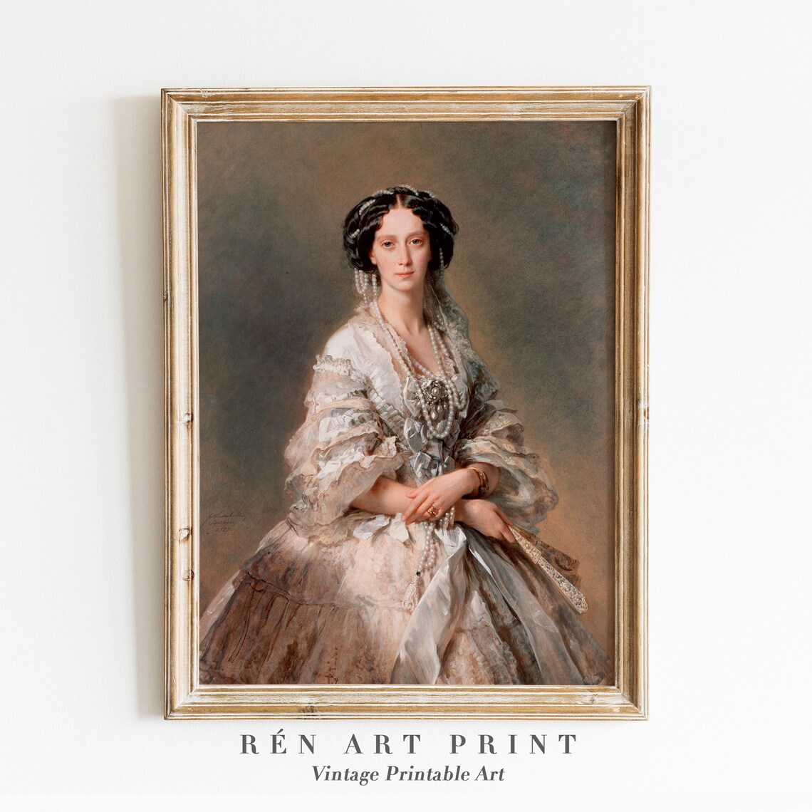 Vintage Woman Portrait Art Print, Antique Victorian Lady