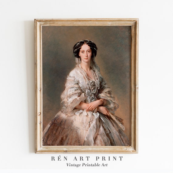 Vintage Woman Portrait Art Print, Antique Victorian Lady