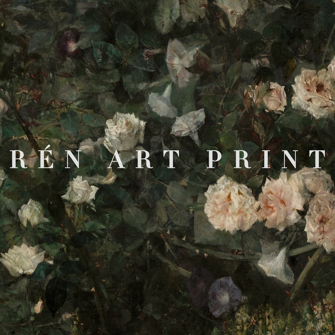 Vintage Rose Garden Painting, Victorian Floral Art Print