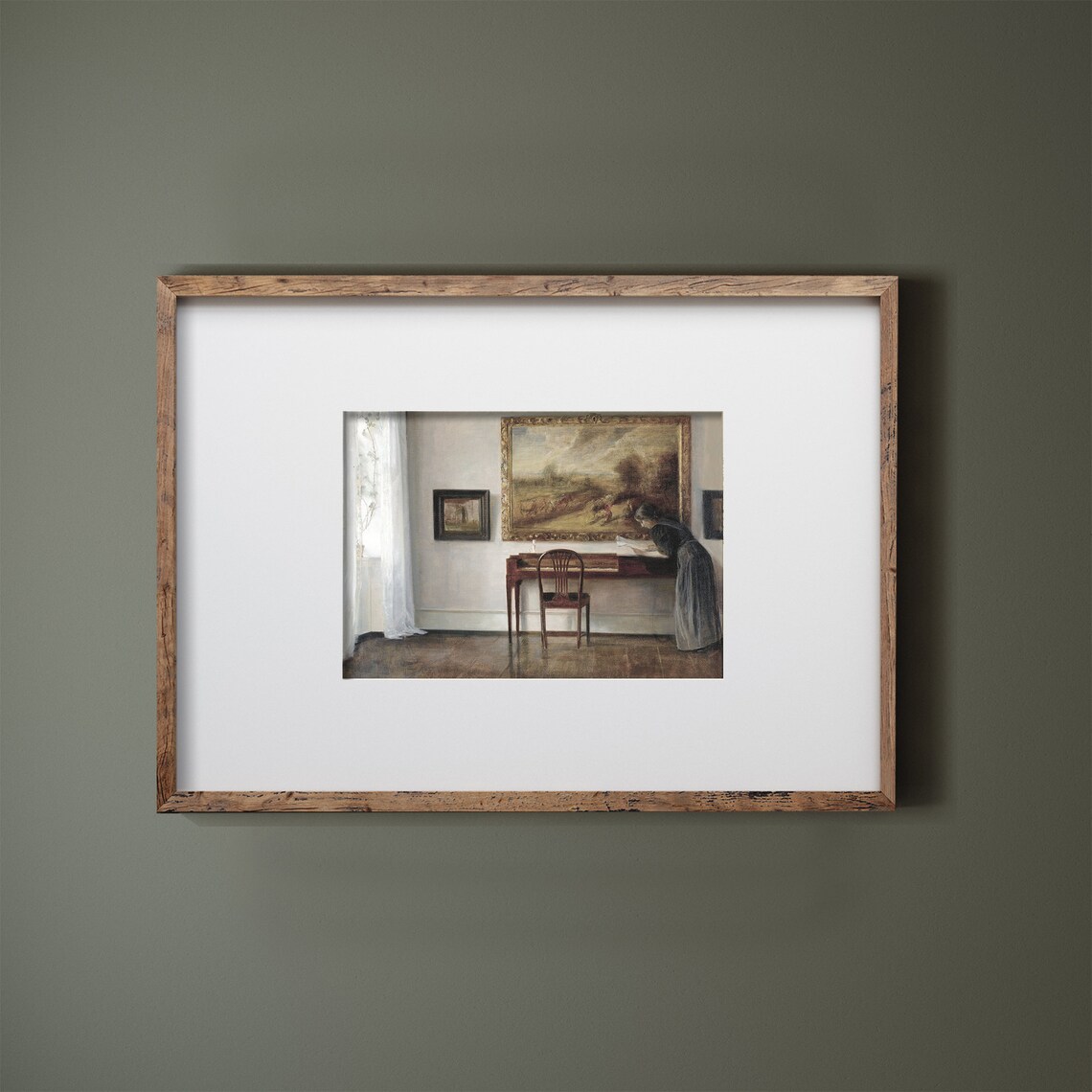 Woman Reading in Sunlit Vintage Interior Antique Painting Poster - Image 2