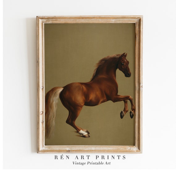 Vintage Horse Painting Equestrian Farmhouse Art Print