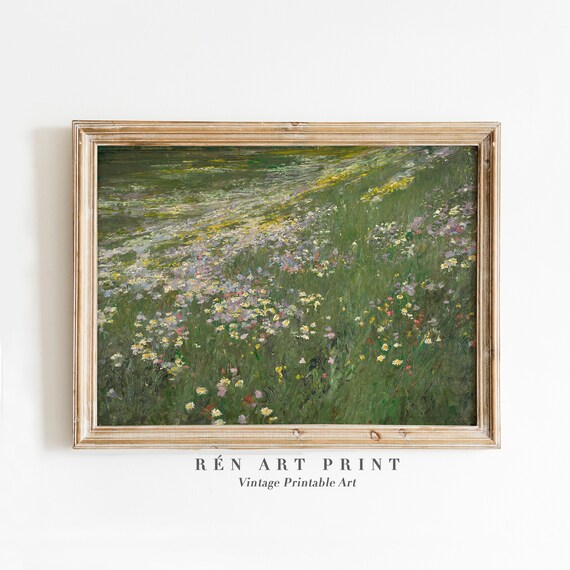 Flowering Meadow Vintage Impressionist Wildflower Field Spring Poster
