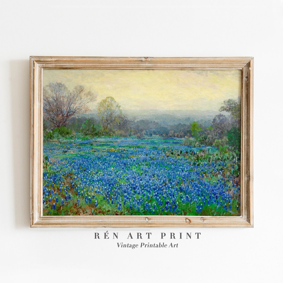 Bluebonnet Field Vintage Spring Blue Wildflower Meadow Art Poster
