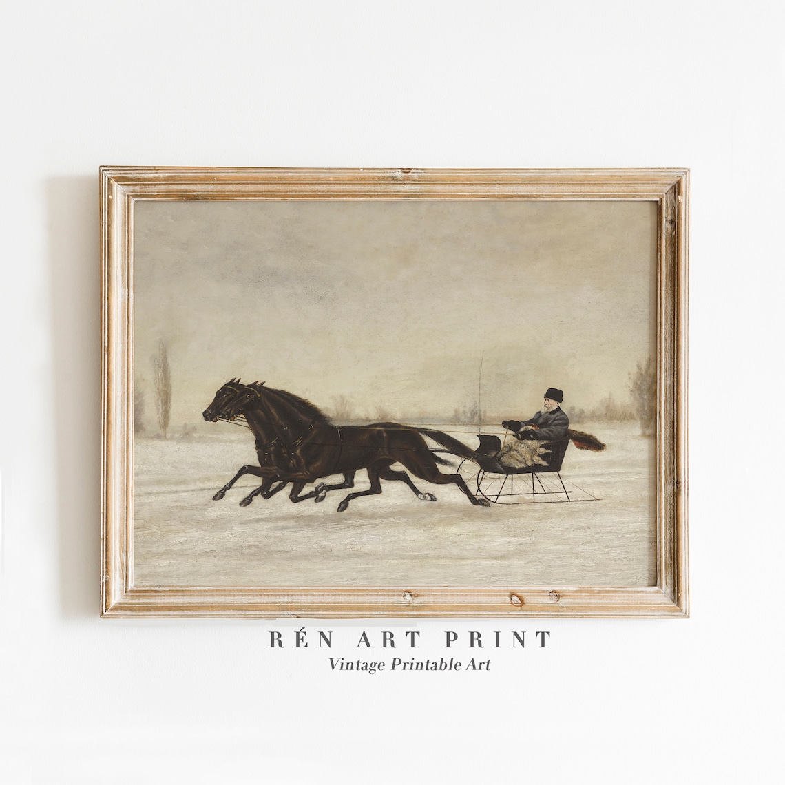 Vintage Winter Country Christmas Sleigh Ride Art Print - Image 3