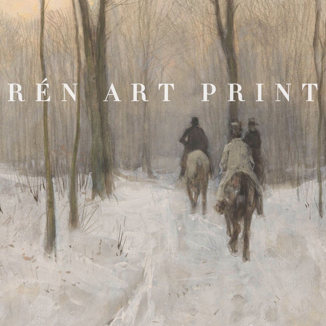 Winter Landscape Vintage Farmhouse Christmas Art Print - Image 3