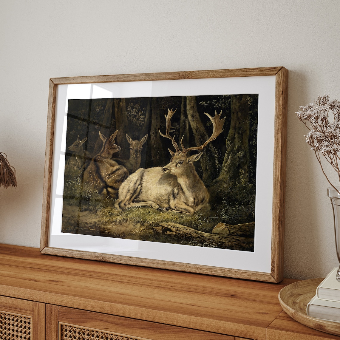 Vintage Deer Painting, Rustic Farmhouse Wall Art - Image 3