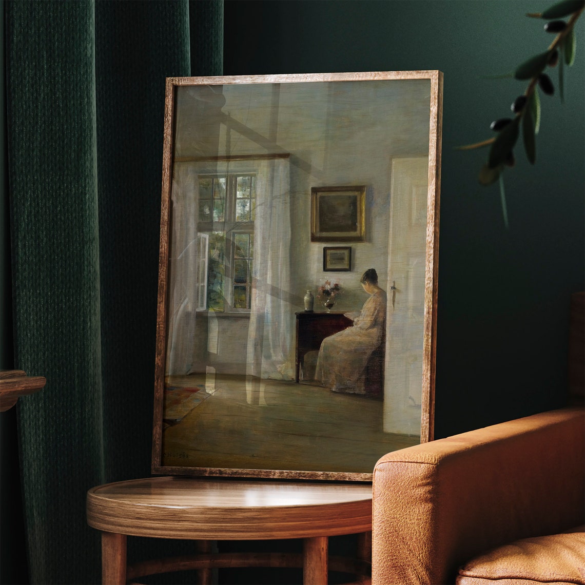 Vintage Woman Reading Wall Art Moody Woman Portrait Painting Print Antique Oil Painting Country Wall Decor - Image 3