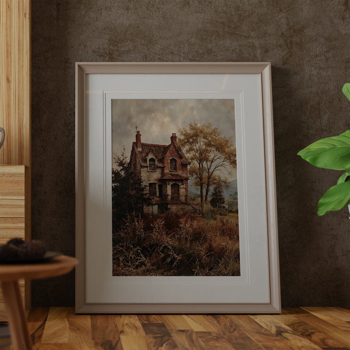 Autumn Cottage Vintage Brick Farmhouse Fall Landscape Oil Painting Poster - Image 2