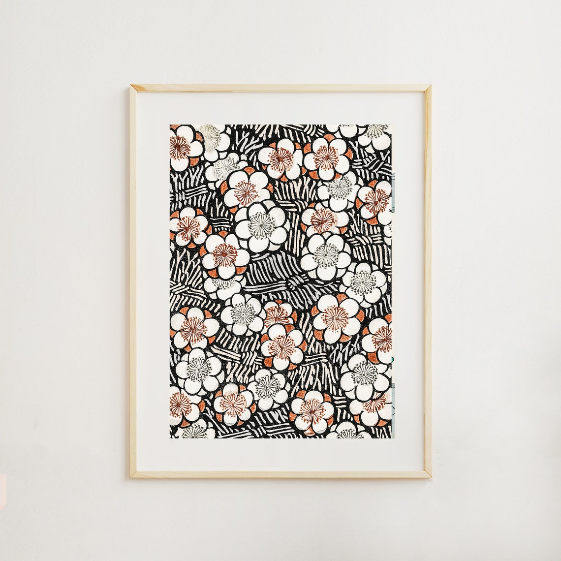 Set of Four Vintage Japanese Floral Pattern Gallery Wall Decor Print - Image 2