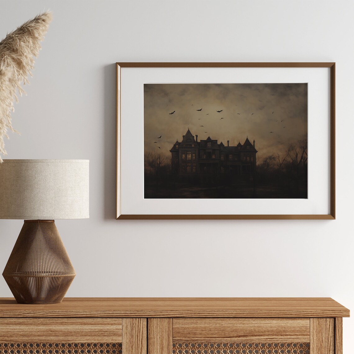 Haunted Manor Vintage Spooky Victorian House Dusk Crows Halloween Poster - Image 3
