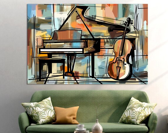 Grand Piano Double Bass Abstract Musical Instrument Wall Art Poster
