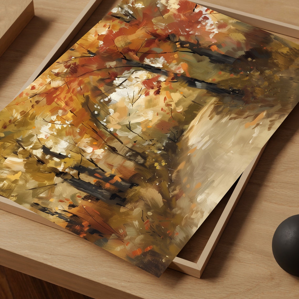 Autumn Tree Archway Print Fall Foliage Oil Painting Moody Wall Art - Image 2