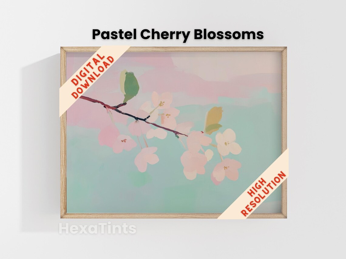 Cherry Blossom Branch Pastel Pink Spring Floral Minimalist Art Poster - Image 4